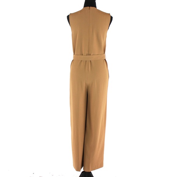 Babaton Saville Tan Sleeveless Belted Office Jumpsuit XS Straight One Piece - Picture 6 of 8